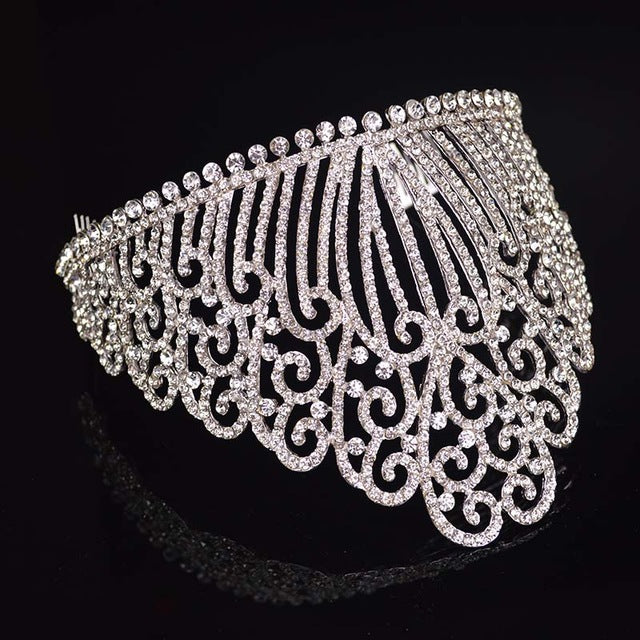 new sparkling crystal tiara luxury wedding headdress silver / white