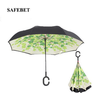 c handle windproof reverse folding umbrella women/female rain/sun  car inverted guarda-chuva high quality self stand parapluie