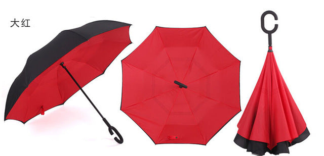 c handle windproof reverse folding umbrella women/female rain/sun  car inverted guarda-chuva high quality self stand parapluie 14
