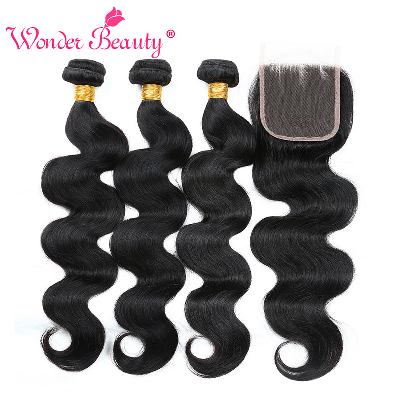 wonder beauty malaysia body wave bundle deals nonremy hair extension 3 bundles with lace closure human hair bundles with closure