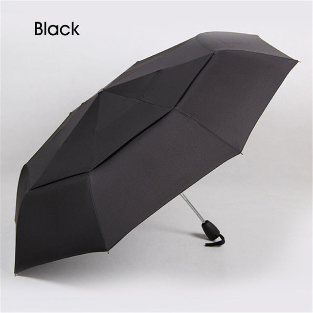big wind resistance umbrella for men quality doublelayer folding automatic umbrella rain women travel compact umbrella wholesale black