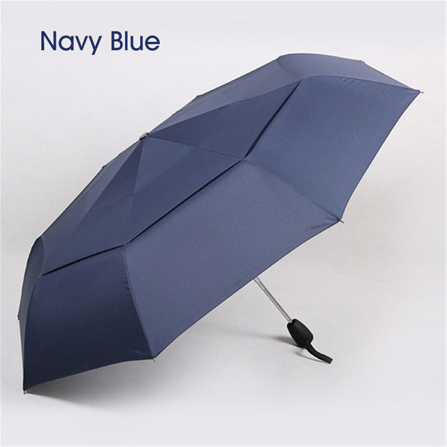 big wind resistance umbrella for men quality doublelayer folding automatic umbrella rain women travel compact umbrella wholesale blue