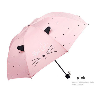 simanfei umbrellas 2018 new creative cat pattern three folding umbrella lightweight foldable pocket women men umbrellas for rain 1
