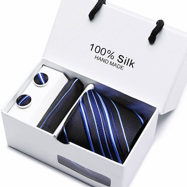 new plaid  men ties set  extra long size 145cm*8cm necktie navy blue paisley silk jacquard woven neck tie suit wedding party sb33