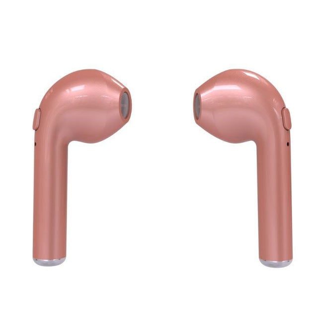 t-gtexnik earphones hbq i7  wireless bluetooth earphone in-ear tws 1 pair mini earbuds  bluetooth v4.2 stereo headset for iphone rose gold