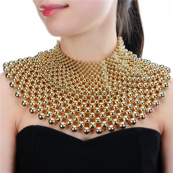 chunky statement bib collar choker pearl necklace maxi jewelry