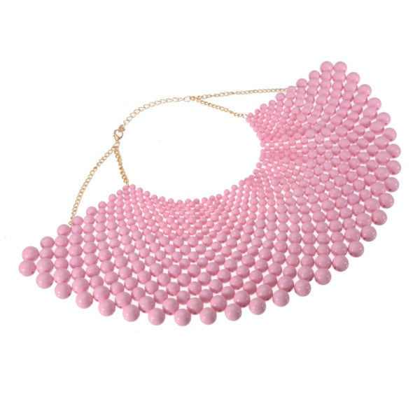 chunky statement bib collar choker pearl necklace maxi jewelry