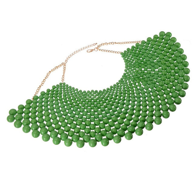 chunky statement bib collar choker pearl necklace maxi jewelry