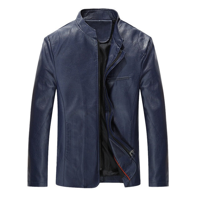 men's new pu leather stand collar jackets