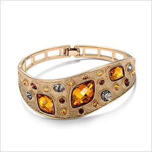 vintage bangles for woman fashion jewelry coffee gold color alloy with top austrian rhinestone orange crystal default title