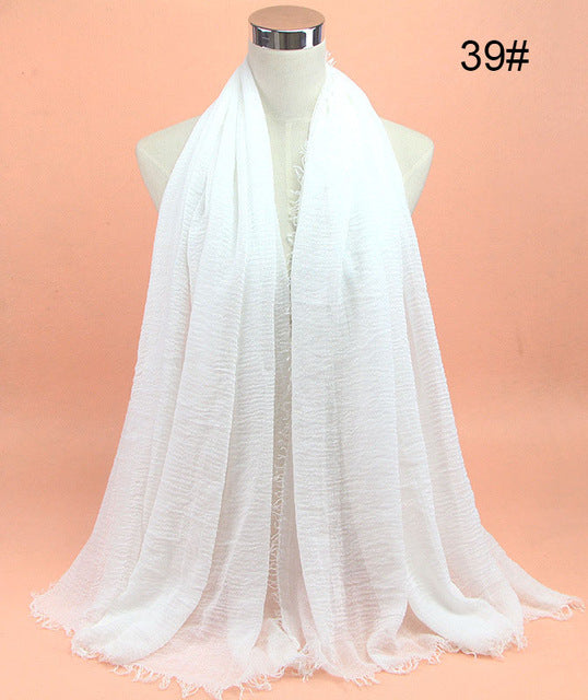 new 56 solid colors cotton crinkle hijab scarf women plain wrinkle head hair hijab scarves for ladies neckerchief color39 / 95x180cm