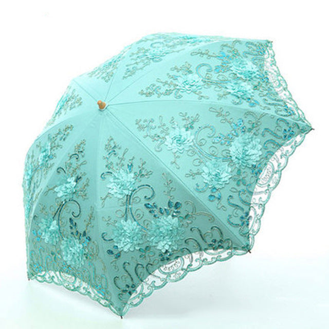 folding umbrellas umbrella rain women folding uv protection umbrella embroider fashion lace bumbershoot fashion print umbrellas green