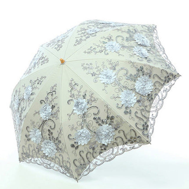 folding umbrellas umbrella rain women folding uv protection umbrella embroider fashion lace bumbershoot fashion print umbrellas silver