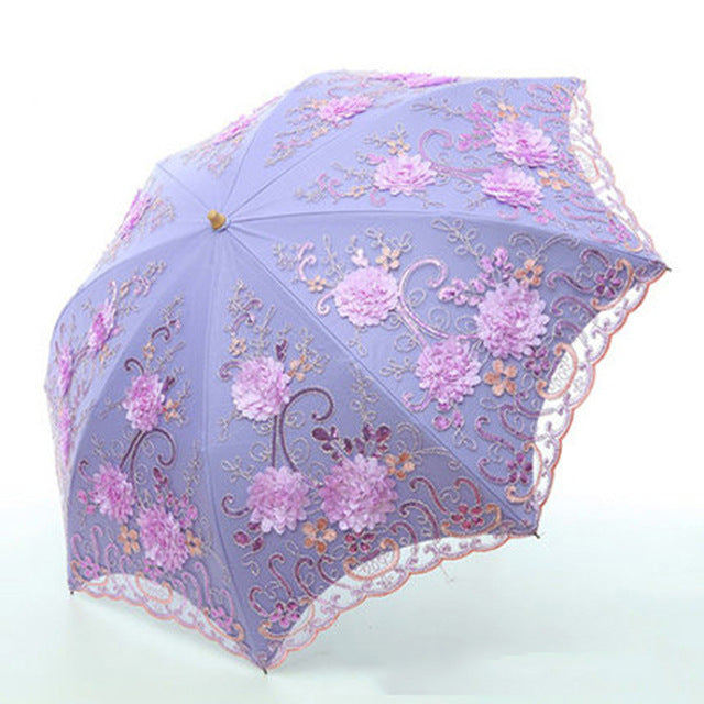 folding umbrellas umbrella rain women folding uv protection umbrella embroider fashion lace bumbershoot fashion print umbrellas purple