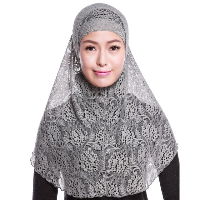 jersey flower scarf shawls 10 colors muslim hijab islamic women hijab muslim lace hollow out hijab plain scarves pure color gray