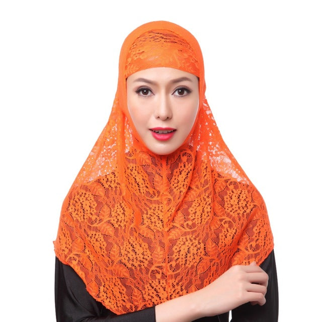 jersey flower scarf shawls 10 colors muslim hijab islamic women hijab muslim lace hollow out hijab plain scarves pure color orange