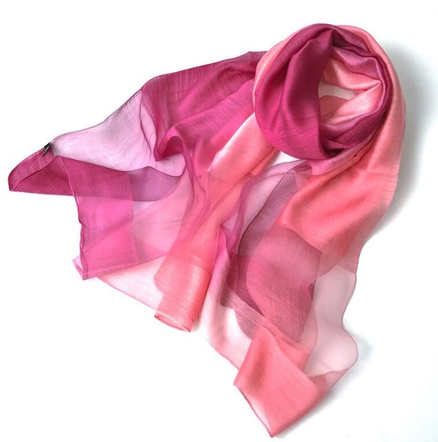 new design luxury brand women foulard gradient color dip dye silk purple solid scarf elegant shawl long wrap sunscreen 4