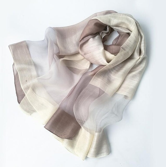 new design luxury brand women foulard gradient color dip dye silk purple solid scarf elegant shawl long wrap sunscreen 6