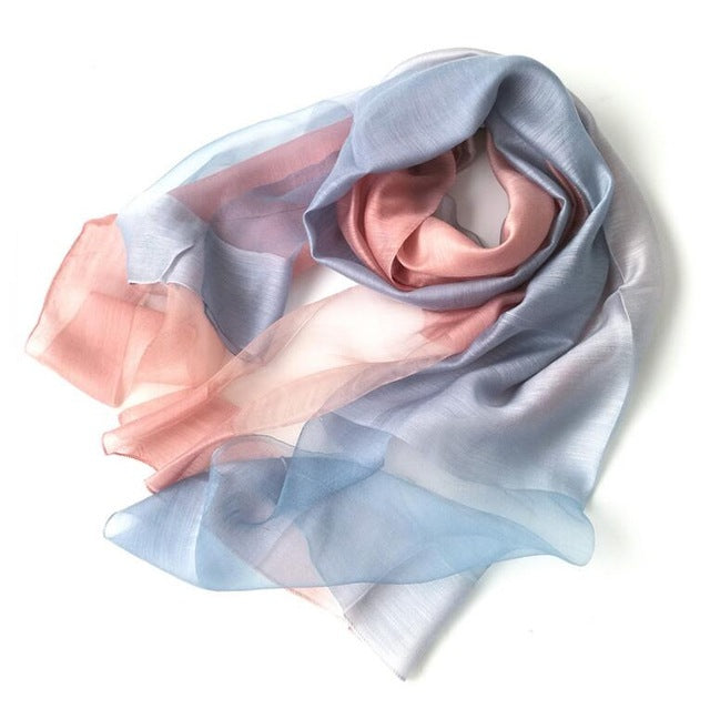 new design luxury brand women foulard gradient color dip dye silk purple solid scarf elegant shawl long wrap sunscreen 7