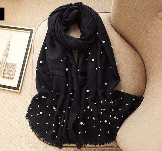 hot sale new pink solid beads women's artifical cashmere pashmina scarf warm scarf shawl fashion large scarfs 190x70cm black