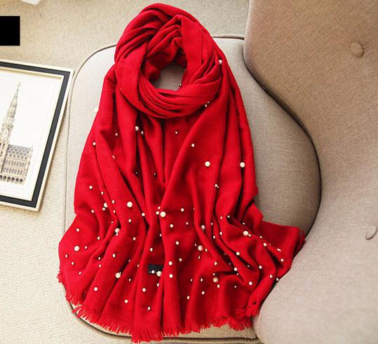 hot sale new pink solid beads women's artifical cashmere pashmina scarf warm scarf shawl fashion large scarfs 190x70cm red