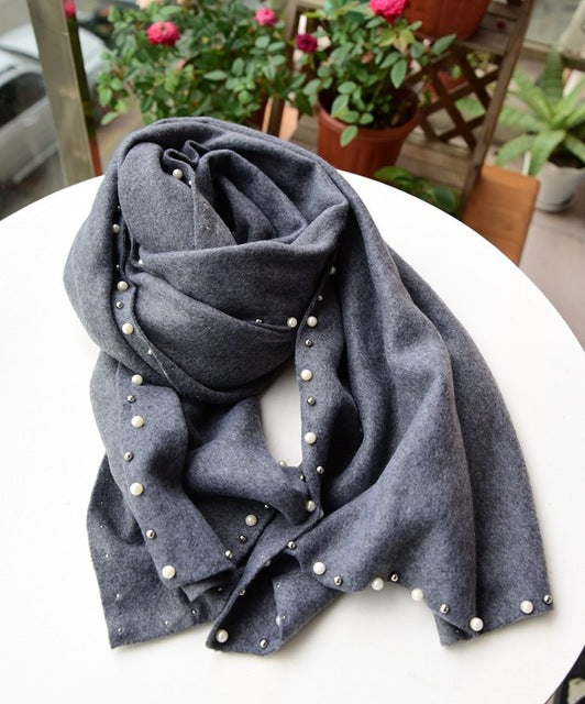 hot sale new pink solid beads women's artifical cashmere pashmina scarf warm scarf shawl fashion large scarfs 190x70cm gray