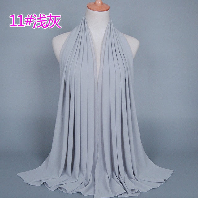 15 colors muslim hijab womens jersey hijab underscarf head islamic cover bonnet hat cap scarf 180cm length chiffon scarf 11