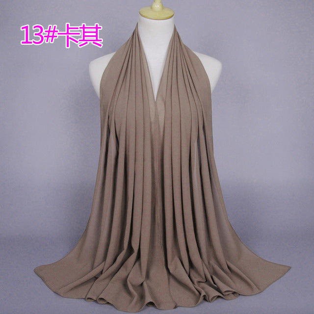 15 colors muslim hijab womens jersey hijab underscarf head islamic cover bonnet hat cap scarf 180cm length chiffon scarf 13