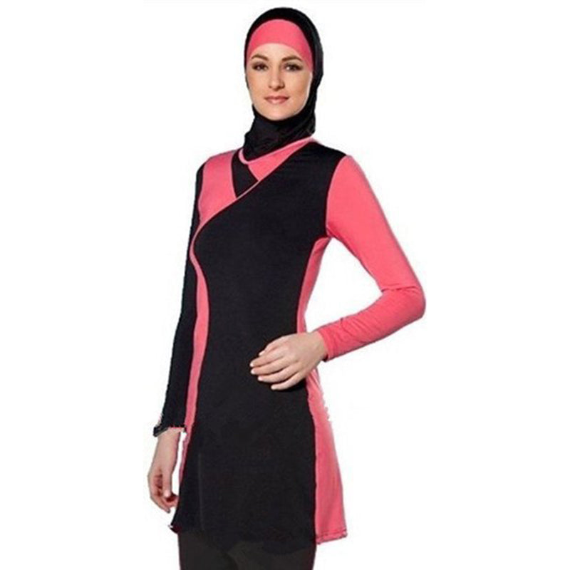 plus size swimwear islamic swimwear muslim swimsuit modest islamic suit 4 pieces connected swimwear burkinis for women girls-4xl