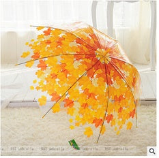 2018 fashion  tree shade umbrella rain women long handle umbrella  pvc umbrella transparent umbrella brown