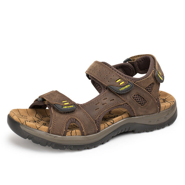 lingge top quality new 2018 men sandals summer genuine leather sandals men outdoor shoes men leather sandals plus size 38-45