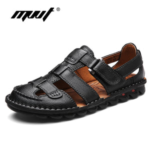 brand men sandals casual beach shoes high quality summer sandals soft sole fashion men genuine leather slippers men flip flops