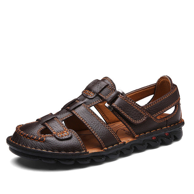 brand men sandals casual beach shoes high quality summer sandals soft sole fashion men genuine leather slippers men flip flops