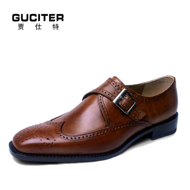 goodyear craft monk shoes italy custom handmade shoes men genuine leather exalted yellow brown single monk-strap shoes