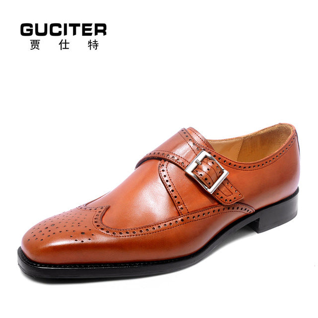 goodyear craft monk shoes italy custom handmade shoes men genuine leather exalted yellow brown single monk-strap shoes