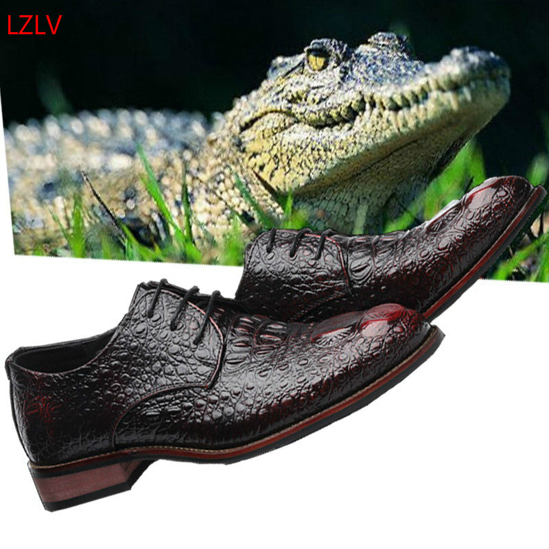 lzlv fashion new shoes men's dress shoes crocodile leather shoes