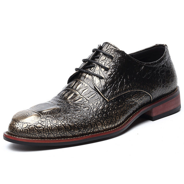 lzlv fashion new shoes men's dress shoes crocodile leather shoes