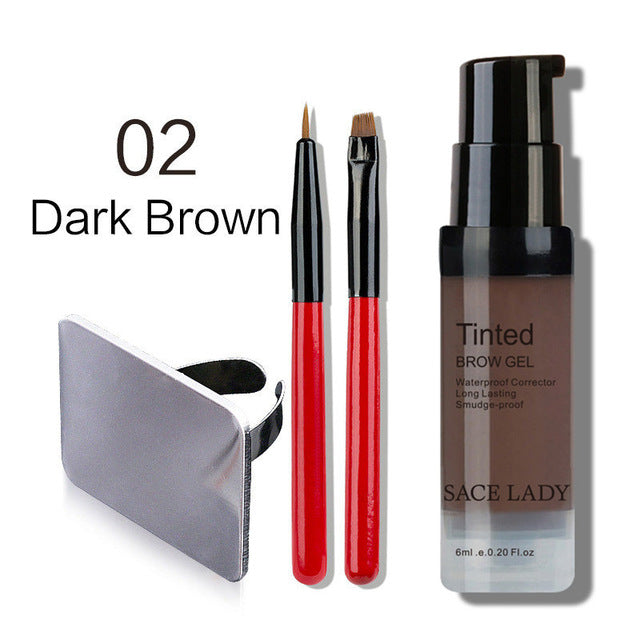 waterproof eyebrow shadow henna makeup enhancer tint brush kit eye brow gel cream make up set paint tool wax cosmetic 02 dark brown set