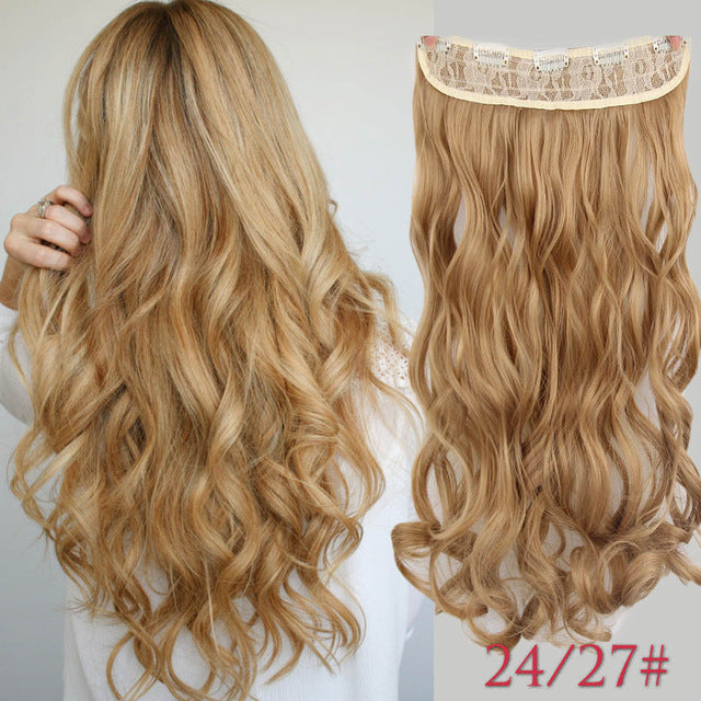 aisi hair 22" 17 colors long wavy high temperature fiber synthetic clip in hair extensions for women blonde / 22inches