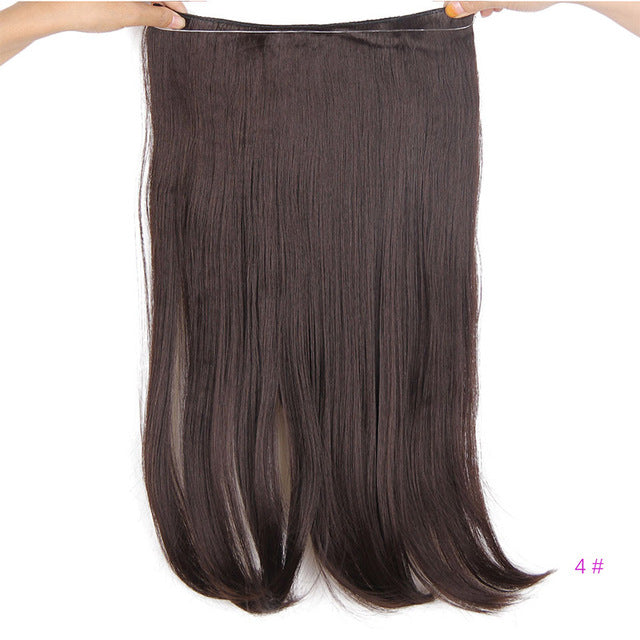 long synthetic hair heat resistant hairpiece fish line straight hair extensions secret invisible hairpieces #4 / 20inches