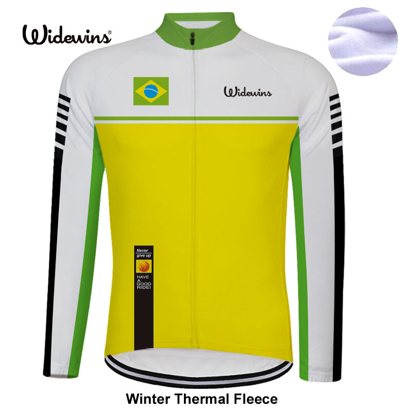 brazil flag cycling jersey jacket clothing mtb mountain bike fleece thermal long jersey winter ciclismo bicycle jacket