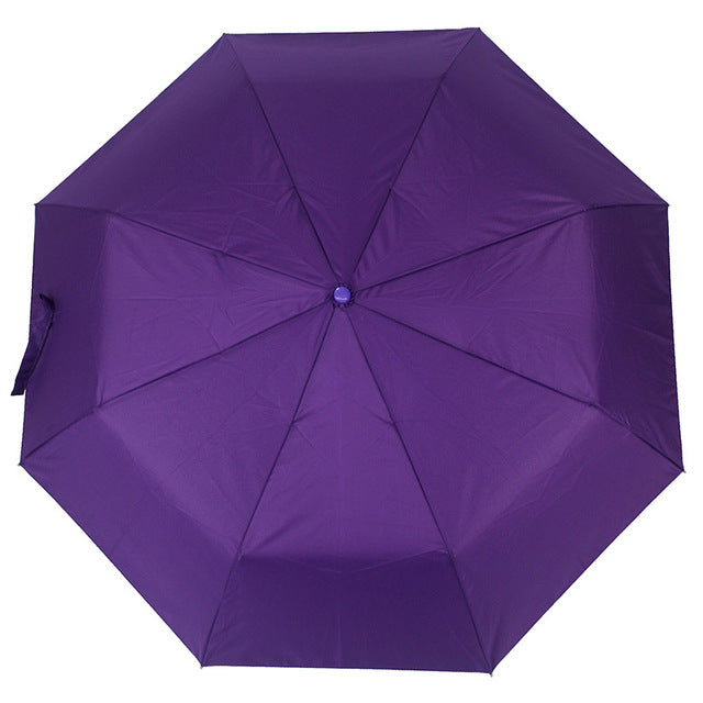 new fully-automatic umbrella for men 3folding quality ultra-light windproof umbrella rain women travel parasol paraguas purple