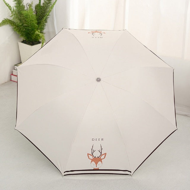 simanfei umbrellas 2018 new fashion pongee anti-uv deer and flower windproof ultralight sun rain umbrella children rain parasol 1