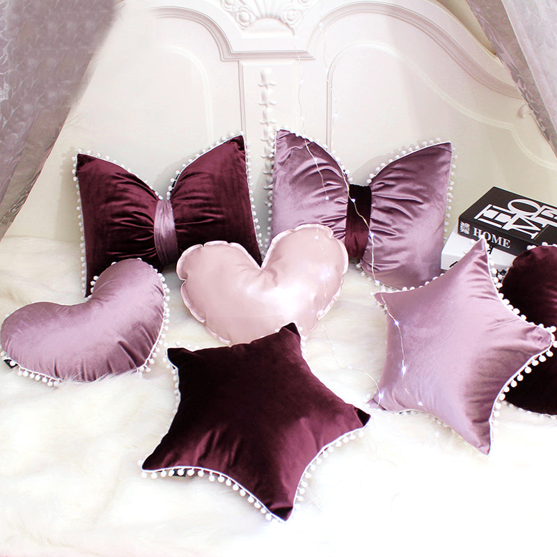 candy purple italian velvet luxury model room decor pillows princess room cushion cute edge