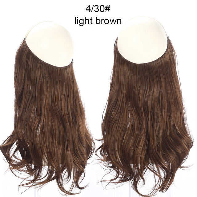 sarla 14" 16" 18" synthetic flip in natural wave halo hair extensions invisible hidden secret wire crown headband hair extension