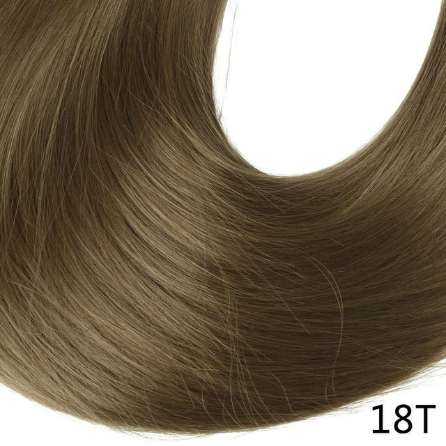 24" 60cm long straight 3/4 full head one piece clip in hair extensions for women high temperature synthetic hairpieces