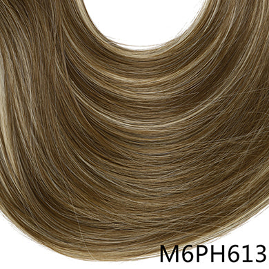 24" 60cm long straight 3/4 full head one piece clip in hair extensions for women high temperature synthetic hairpieces