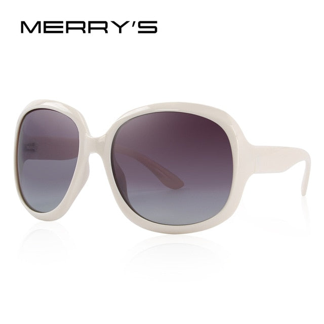 merry's design women retro polarized sunglasses lady driving sun glasses 100% uv protection c04 white