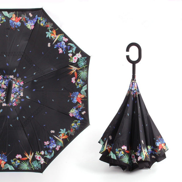 new design double layer inverted umbrella self stand umbrella rain reverse car umbrellas drop shipping 4
