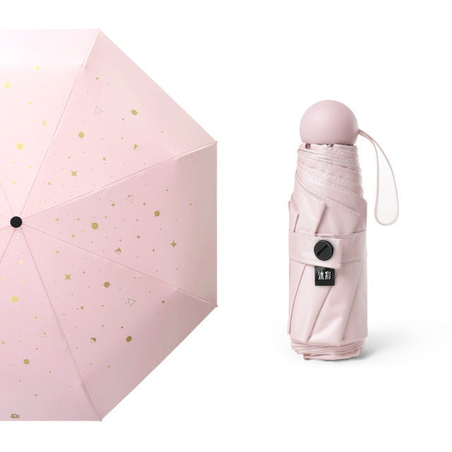 mucai mini sun umbrella 8k windproof ultra light pocket five folding umbrella rain women starry style anti uv parasol paraguas pink